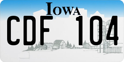 IA license plate CDF104