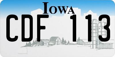 IA license plate CDF113