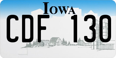 IA license plate CDF130