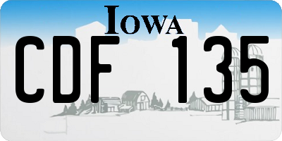 IA license plate CDF135