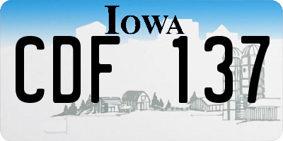 IA license plate CDF137