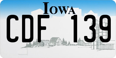 IA license plate CDF139