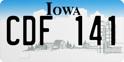 IA license plate CDF141
