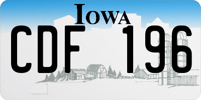 IA license plate CDF196