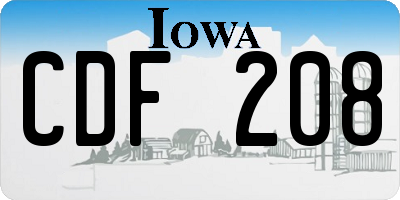 IA license plate CDF208