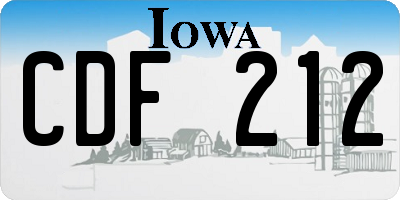 IA license plate CDF212