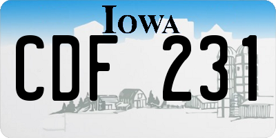 IA license plate CDF231