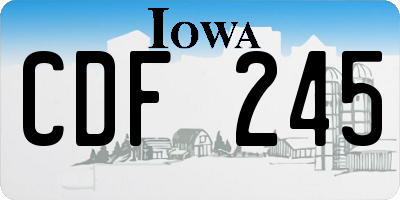 IA license plate CDF245