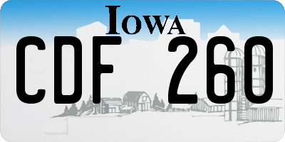 IA license plate CDF260