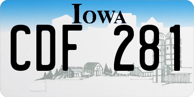 IA license plate CDF281