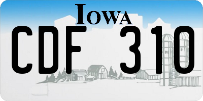 IA license plate CDF310