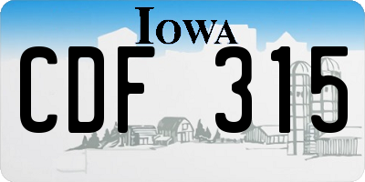 IA license plate CDF315