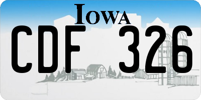 IA license plate CDF326