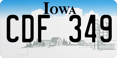 IA license plate CDF349
