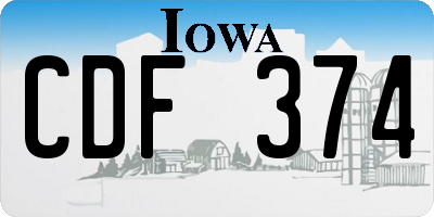 IA license plate CDF374