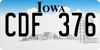 IA license plate CDF376
