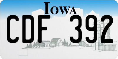 IA license plate CDF392