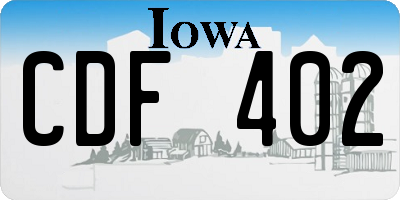 IA license plate CDF402