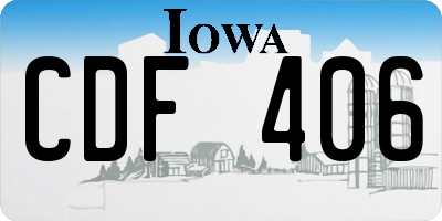 IA license plate CDF406
