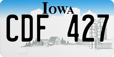 IA license plate CDF427
