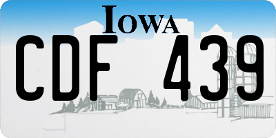 IA license plate CDF439