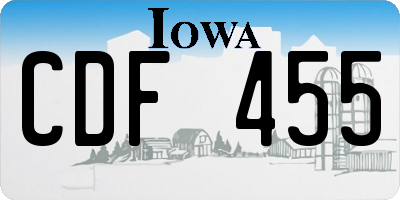 IA license plate CDF455
