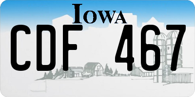 IA license plate CDF467