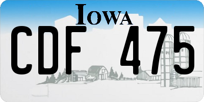 IA license plate CDF475