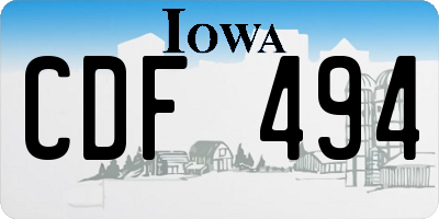 IA license plate CDF494