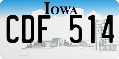 IA license plate CDF514