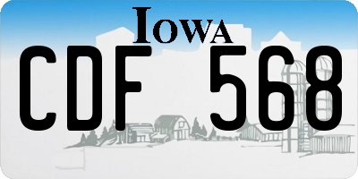 IA license plate CDF568