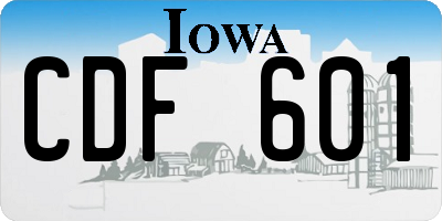 IA license plate CDF601