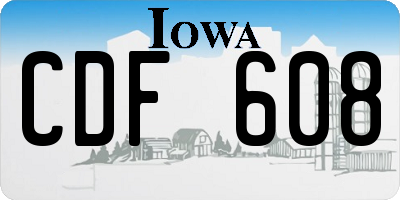 IA license plate CDF608