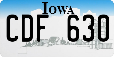 IA license plate CDF630