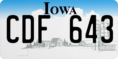 IA license plate CDF643