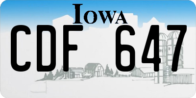 IA license plate CDF647