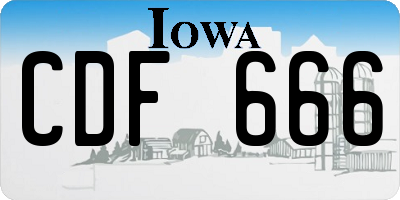 IA license plate CDF666