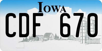 IA license plate CDF670