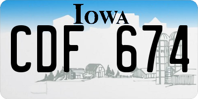 IA license plate CDF674