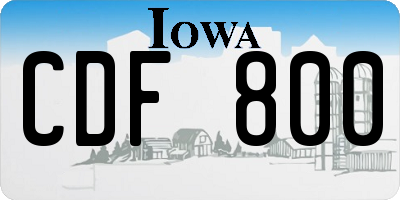 IA license plate CDF800