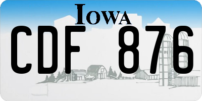 IA license plate CDF876