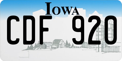 IA license plate CDF920