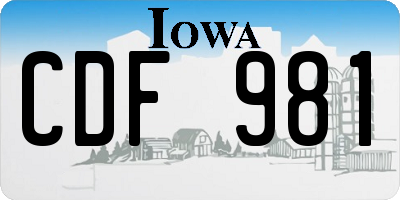 IA license plate CDF981