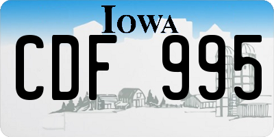 IA license plate CDF995