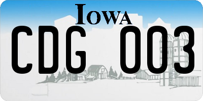 IA license plate CDG003