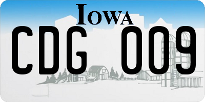IA license plate CDG009