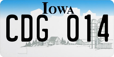 IA license plate CDG014
