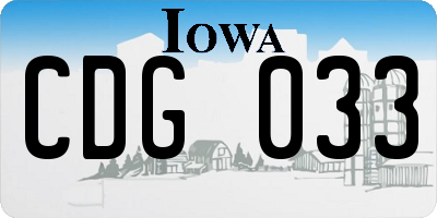 IA license plate CDG033