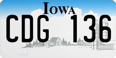 IA license plate CDG136
