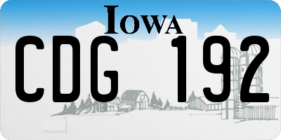 IA license plate CDG192